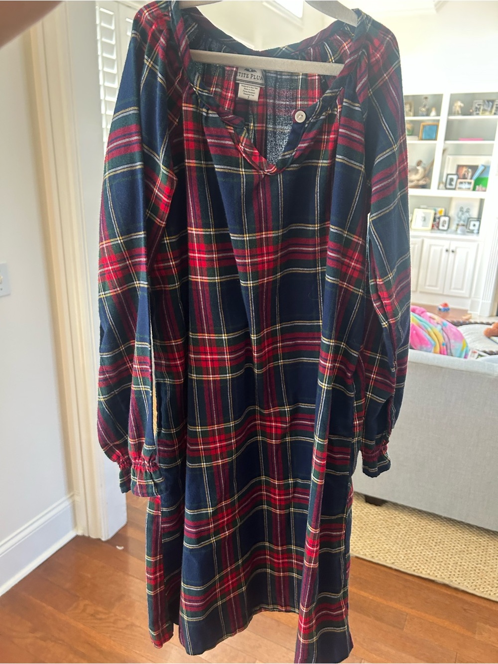 Blue and Red Plaid Kids Nightgown - Classic Flannel Sleep Dress